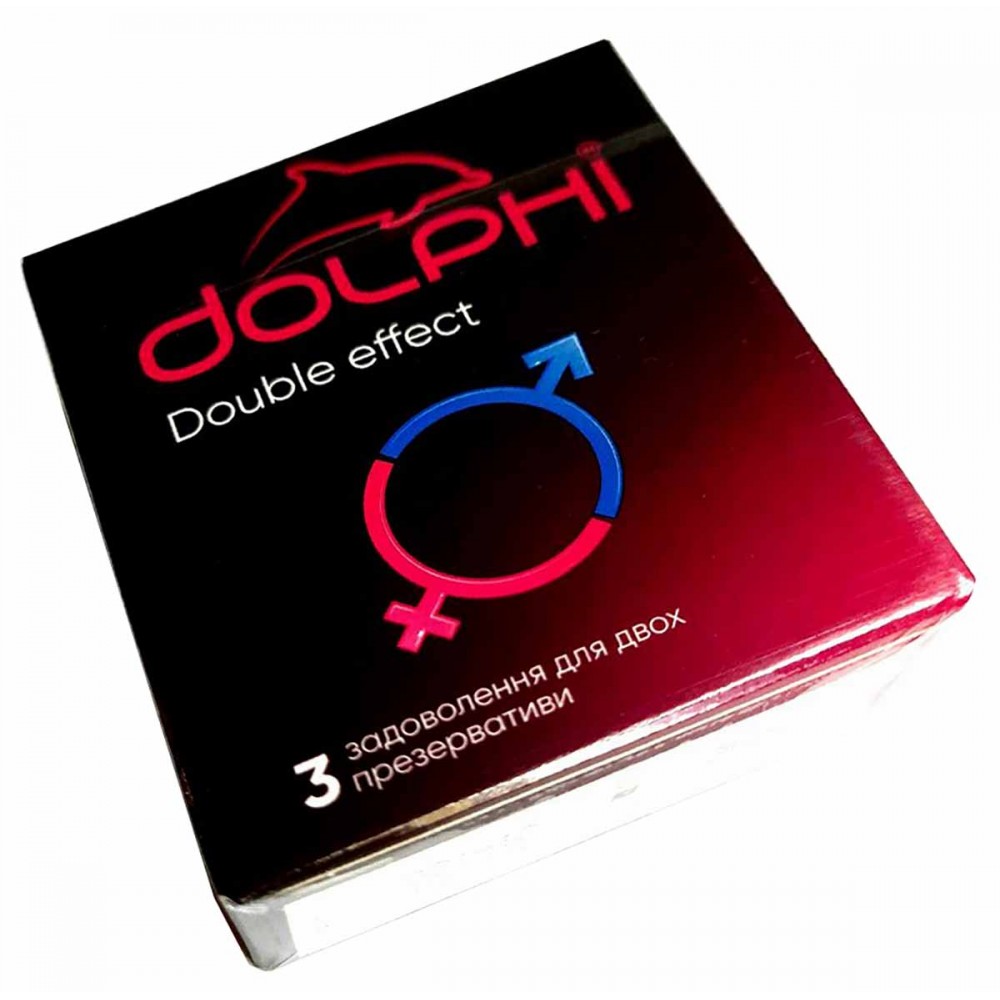 Презервативи Dolphi NEW Double Effect точки та ребра, що пролонгують розігрівають №3